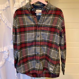 Original WEATHERPROOF Vintage Red Gray Long Sleeve Button Down Flannel Shirt